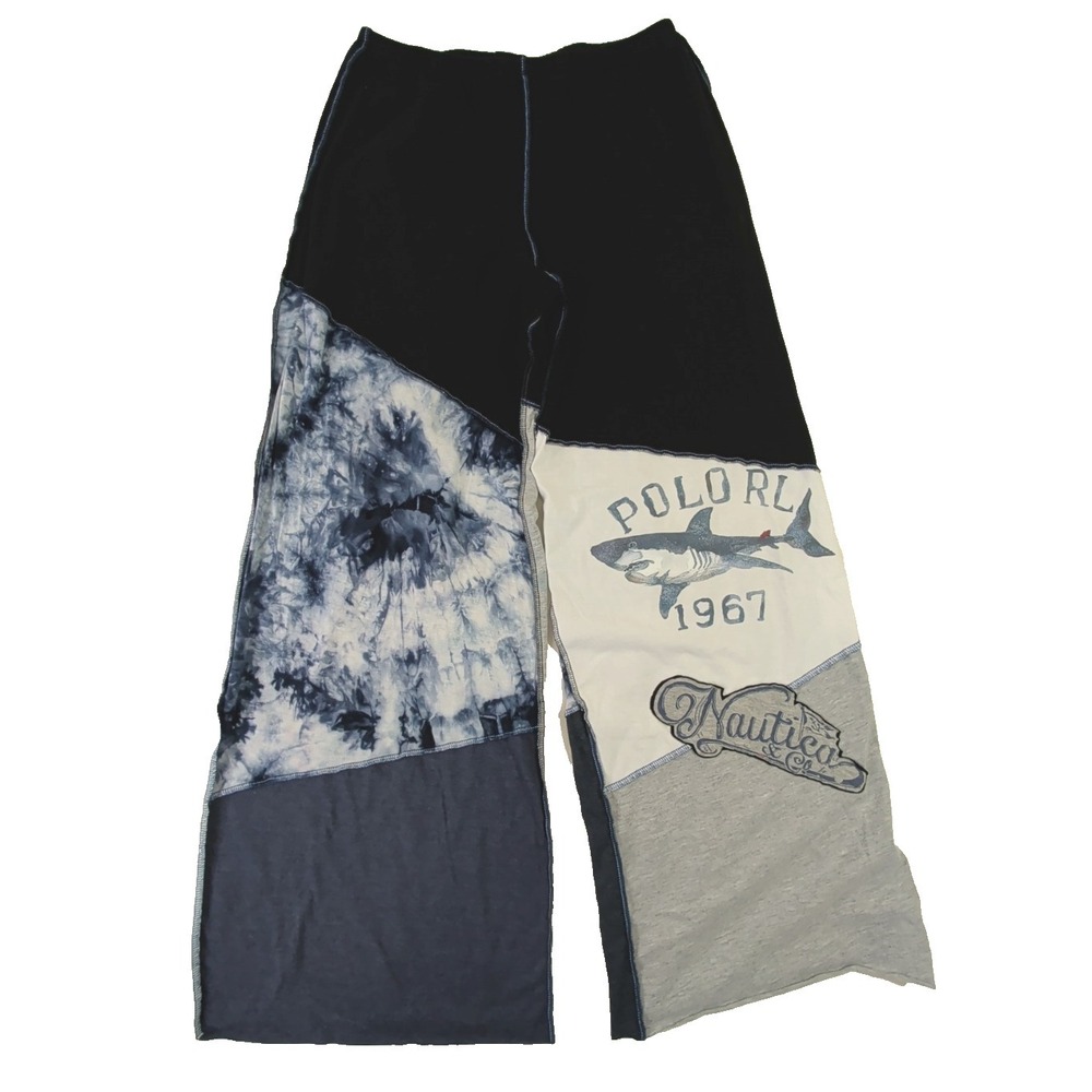Styles Ever After Lounge Pants Womens M Blue Unique‎ Handcrafted Patchwork Beach